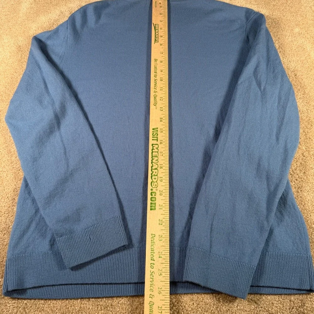 Banana Republic V-Neck Sweater Mens L Blue‎ Extra Fine Italian Merino Wool READ
